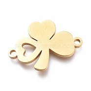 304 Stainless Steel Links Connectors, Laser Cut, Shamrock, Golden, 15x20x1mm, Hole: 1.5mm(STAS-O128-15G)