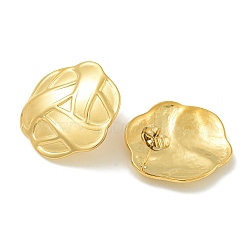 Flower Ion Plating(IP) 304 Stainless Steel Stud Earrings, Golden, 24.5x23mm(EJEW-G400-29G)