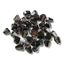 Electroplate Glass Beads, Faceted, Cone, Black, 6x5x5.5mm, Hole: 1.4mm,100pcs/bag(EGLA-Z004-03E)