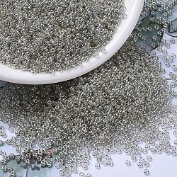 MIYUKI Round Rocailles Beads, Japanese Seed Beads, (RR1881) Transparent Silver Gray Gold Luster, 11/0, 2x1.3mm, Hole: 0.8mm, about 1111pcs/10g(X-SEED-G007-RR1881)