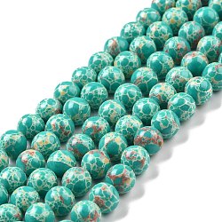 Synthetic Imperial Jasper Beads Strands, Dyed, Round, Light Sea Green, 8mm, Hole: 1.2~1.4mm, about 48pcs/strand, 14.96''(38cm)(G-E568-01B-02)