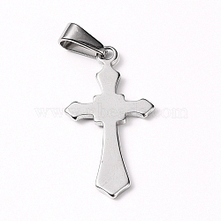 Tarnish Resistant 304 Stainless Steel Pendants, Cross, Stainless Steel Color, 30x16x1.5mm, Hole: 8x3mm(STAS-L210-23P)