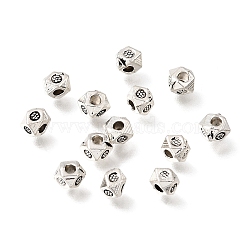 Tibetan Style Alloy Beads, Polygon, Antique Silver, 3x3.5x3.5mm, Hole: 1.4mm, about 5882pcs/1000g(AL-CBA3B63-14AS)