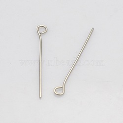 Tarnish Resistant 201 Stainless Steel Eye Pin, Stainless Steel Color, 26mm, Hole: 2mm, Pin: 0.6mm(STAS-N017-01-0.6x26mm)