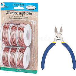 BENECREAT Round Aluminum Wire, with Iron Side Cutting Pliers, Dark Salmon, 17 Gauge, 1.2mm, 16m/roll, 6 rolls(AW-BC0003-32B-1.2mm)