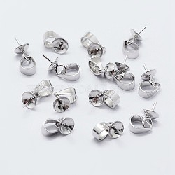 925 Sterling Silver Cup Pearl Bail Pin Pendants, For Half Drilled Beads, with 925 Stamp, Silver, 6.5x6mm, Hole: 3x4mm, Pin: 0.7mm(STER-F036-07S-6mm)