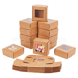 Square Paper Folding Gift Boxes, with PVC Clear Window, for Jewelry, Handmade Soap Package, Peru, Finished Product: 6.5x6.5x3cm(CON-WH0094-46B-01)