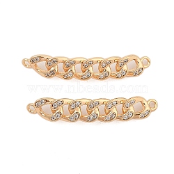 Brass Micro Pave Clear Cubic Zirconia Connector Charms, Twisted Chain Shape Links, Real 18K Gold Plated, 30x5x4mm, Hole: 1.2mm(KK-L223-016G)