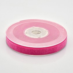 Polyester Velvet Ribbon for Gift Packing and Festival Decoration, Deep Pink, 1/2 inch(13mm), about 25yards/roll(22.86m/roll)(SRIB-M001-13mm-175)