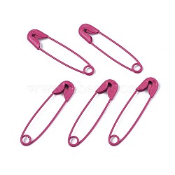 Spray Painted Iron Safety Pins, Cadmium Free & Nickel Free & Lead Free, Medium Violet Red, 30~31x7x2.5mm(IFIN-T017-02I-NR)
