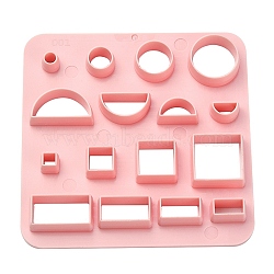 ABS Plastic Cookie Cutters, Round/Square/Rectangle, Pink, 100x100mm(BAKE-YW0001-011)