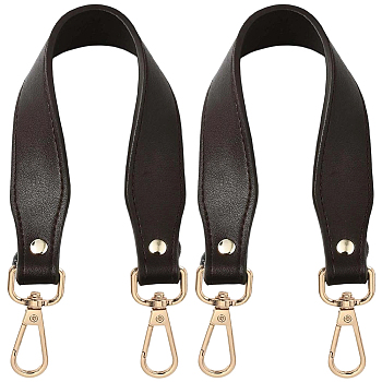 2Pcs PU Leather Bag Handles, with Alloy Lobster Clasps, for Bag Straps Replacement Accessories, Light Gold, Coconut Brown, 36.5x3x0.35cm