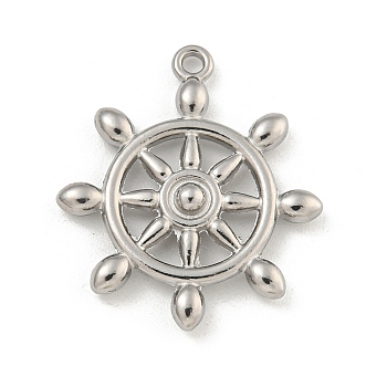 Non-Tarnish 304 Stainless Steel Pendants, Helm Charm, Stainless Steel Color, 24x21x3.5mm, Hole: 1.5mm