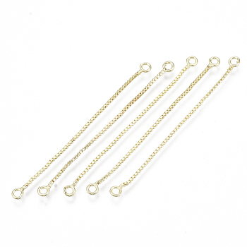 Brass Box Chain Tassel Links, Golden, 50x3x1mm, Hole: 1.4mm