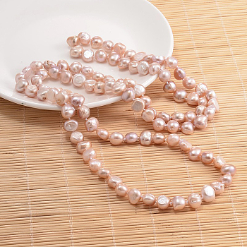 Natural Pearl Nuggets Beaded Necklace, Light Salmon, 47.2 inch