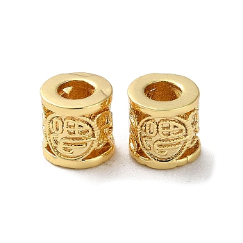 Brass Beads, Column, Real 18K Gold Plated, 5.5x5.5mm, Hole: 3mm