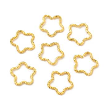 50Pcs Iron Linking Rings, Textured Open Rings, Golden, Star, 16x16.5x1.5mm, Inner Diameter: 12x14mm
