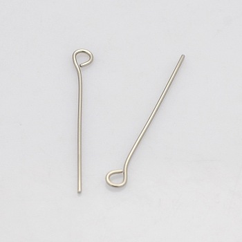201 Stainless Steel Eye Pin, Stainless Steel Color, 26mm, Hole: 2mm, Pin: 0.6mm