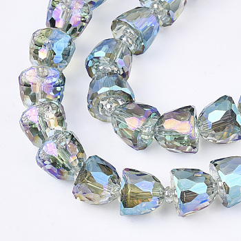 Electroplated Glass Beads, Faceted, Bell, Pale Turquoise, 10.5~11x9mm, Hole: 1mm