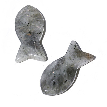 Natural Labradorite Pendants, Fish Charms, 38x20mm