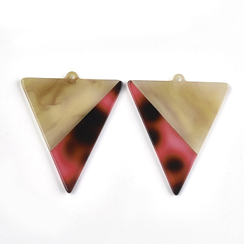 Cellulose Acetate(Resin) Big Pendants, Two-tone, Triangle, Goldenrod, 51.5x43x2.5mm, Hole: 1.5mm