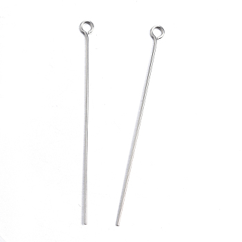 304 Stainless Steel Eye Pin, Stainless Steel Color, 48mm, Hole: 2mm, Pin: 0.7mm