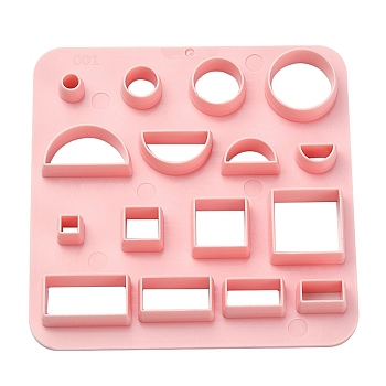 ABS Plastic Cookie Cutters, Round/Square/Rectangle, Pink, 100x100mm
