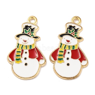 Golden Red Snowman Alloy+Enamel Pendants