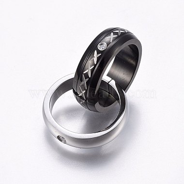Gunmetal & Stainless Steel Color Clear Ring Stainless Steel+Cubic Zirconia Pendants