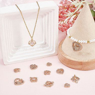 12Pcs 6 Style Valentine's Day Brass Micro Pave Cubic Zirconia Pendants(KK-SC0003-16)-4