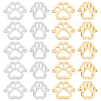 20Pcs 2 Colors 304 Stainless Steel Hollow Connector Charms, Paw Print Links, Golden & Stainless Steel Color, 15x19x1mm, Hole: 1.4mm, 10pcs/colors(STAS-HY0001-58)
