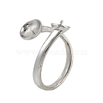 Brass Finger Cup Peg Ring Settings, For Half Drilled Beads, Adjustable, Platinum, 16mm(KK-L184-55P)