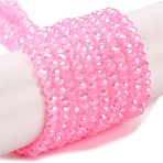 Baking Electroplate Glass Beads Strands, AB Color, Faceted, Rondelle, Pearl Pink, 3x2mm, Hole: 0.7mm, about 135~140pcs/strand, 32~34cm(X-DGLA-A039-J2MM-B09)