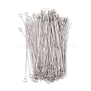 304 Stainless Steel Eye Pins, Stainless Steel Color, 50mm, Pin: 0.6mm, Hole: 2mm(STAS-YW0001-68)