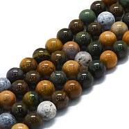 Natural Ocean Jasper Beads Strands, Round, 8mm, Hole: 1.2mm, about 51pcs/strand, 15.75''(40cm)(G-P457-C03-04)