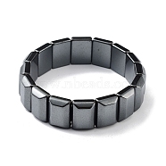 Non-Magnetic Synthetic Hematite Beaded Stretch Bracelets, Tile Bracelet, Rectangle, Inner Diameter: 2-1/4 inch(5.8cm), Bead: 17.5x12mm(BJEW-H589-02B)