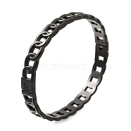 304 Stainless Steel Curb Chains Hinged Bangles, Hollow Bangle for Women, Black, Inner Diameter:2-3/8x2inch(6x4.95cm)(STAS-M075-06EB)