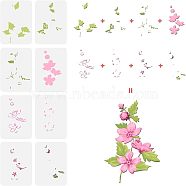 PET Hollow Out Drawing Painting Stencils Sets, for DIY Scrapbook, Photo Album, Flower Pattern, 29.7x21cm, 8pcs/set(DIY-WH0172-358)