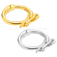 Elite 2Pcs 2 Colors 925 Sterling Silver Twister Clasp, Ring, Platinum & Golden, 9x8x2mm, Inner Diameter: 6mm, 1pc/color(FIND-PH0009-53)