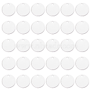 PandaHall Elite Brass Pendants, Stamping Blank Tag, Flat Round, Silver Color Plated, 20x1mm, Hole: 2mm, 30pcs/box(KK-PH0002-05S)