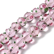Handmade Bumpy Lampwork Beads Strands, with Enamel, Round, Misty Rose, 11.5~13.5x13.5~14x13~13.5mm, Hole: 1.5mm, about 33pcs/strand, 15.16''(38.5cm)(LAMP-K037-16D)