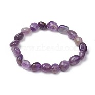 Natural Amethyst Stretch Beaded Bracelets, Tumbled Stone, Nuggets, 1-7/8 inch~2-1/8 inch(4.8~5.5cm), Beads: 6~15x6~11x3~11mm(BJEW-K213-C22)