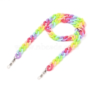 Eyeglass Chains for Women, Glasses Strap, with Rainbow Acrylic Curb Chains, 304 Stainless Steel Lobster Claw Clasps, Colorful, 27.3 inch(69.5cm)(AJEW-EH00252)