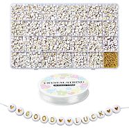 DIY Letter & Heart Acrylic & Plastic Stretch Bracelet Beaded Necklace Making Kit, Jewelry Set, Gold, 6.5~7x3.5~3.7mm, Hole: 1.2mm(DIY-YW0008-42)