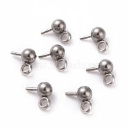 304 Stainless Steel Ball Stud Earring Post, with 201 Stainless Steel Vertical Loop and 316 Surgical Stainless Steel Pins, Stainless Steel Color, 5x3mm, Hole: 1.4mm, Pin: 0.5mm(STAS-Z035-01A-P)