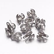 304 Stainless Steel Bead Tips, Stainless Steel Color, 6x4mm, Hole: 1mm, Inner Diameter: 3mm(STAS-Q001-1)