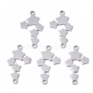 201 Stainless Steel Links Connectors, Laser Cut, Star, Stainless Steel Color, 21x12x1mm, Hole: 1.4mm(STAS-N091-72)
