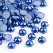 ABS Plastic Cabochons, Imitation Pearl, Half Round, Marine Blue, 3x1.5mm, about 10000pcs/bag(OACR-S012-3mm-Z37)
