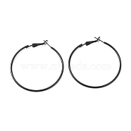 Baking Paint 201 Stainless Steel Hoop Earrings, Ring, Black, 49mm, Pin: 0.5mm(EJEW-P185-C03-01)