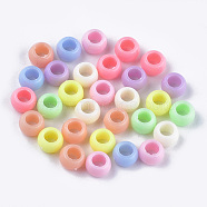 Opaque Acrylic European Beads, Large Hole Beads, Rondelle, Mixed Color, 8.5x5.5mm, Hole: 4.5mm, about 2630pcs/500g(MACR-S296-60)